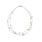 White Freshwater Pearl Steel Illusion Necklace