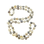 Freshwater Potato Striped Pearl Bead Necklace Black & White
