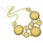 Art Deco Style Large Faceted Cab Gold Tone Bib Necklace