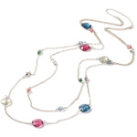 Retro Style Spaced Faceted Glass Bead Silver Tone Necklace