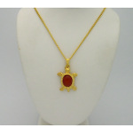 New Old Stock 1970's Gold Tone Figural Turtle Cornelian Necklace