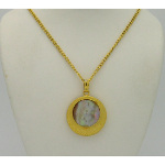 New Old Stock 1970's Gold Tone Abalone Shell Medallion Neckla