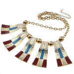 Boutique Gold Tone Southwestern Red White Blue Enamel Necklace
