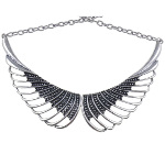 Boutique Silver Tone Beaded Angel Wings Necklace