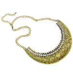 Regal Victorian Filigree & Rhinestone Studded Gold Tone Necklace