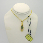 New Old Stock 1970's Gold Tone Ichthys Jade Cab Necklace