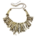 Antiqued Gold Tone Trumpet Blossom & Tendril Statement Necklace