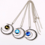 Mixed Silver Tone Crescent Moon & Mystical Pendant Necklace