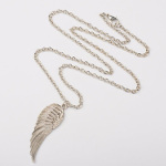 Silver Tone Metal Alloy Angel Wing Pendant Necklace