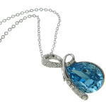 Rhodium Plated Sterling Silver Blue Austrian Crystal Necklace