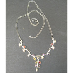 Artist-Crafted Sterling Silver & Mixed Gemstone Leaf Necklace