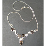 Artist-Crafted Sterling Silver & Smoky Quartz Chain Necklace