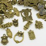 Mixed Figural Owl Small Charm Pendants ~ Bronze Tone