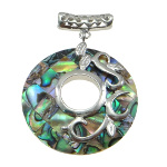 Genuine Abalone Shell in Silver Tone Overlay Setting Pendant
