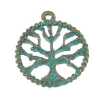 Aged Verdigris Brass Tree of Life Small Pendant