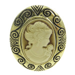 Victorian Style Gold Tone Cameo Adjustable Cocktail Ring