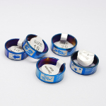 Mixed Engraved Stainless Steel Blue Stripe Rings