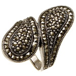 Sterling Silver Spoon Style Marcasite Cluster Ring