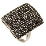Art Deco Sterling Silver Marcasite Rectangular Ring
