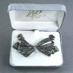 Lord & Taylor Faux Marcasite Bow Brooch & Matching Earring Set 2