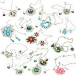 Mixed Faux Rhinestone Bling Necklace & Earrings Set