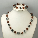 Retro 1960s Mod Hematite & Faceted Crystal Bracelet Necklace Set